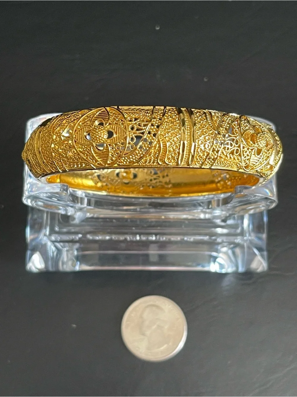 24KT gold plated Filigree Bangle Bracelet.
